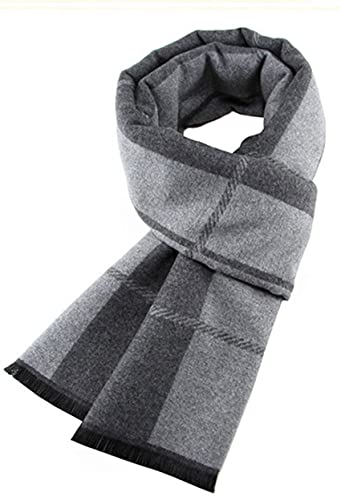 JFAN Herren Herbst und Winter Warmer Schal Tartan Schal Mode und Elegant Weicher Langer Klassischer Schal Gemütlicher Lässiger Warmer Kaschmirschal 180 * 31cm（grau） von JFAN