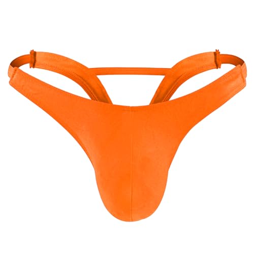 JFAN Jockstrap Herren Tanga Strings Männer Atmungsaktiv Niedrige Bundhöhe Herren String Thong Slips mit Unterstützung Jockstrap Sport Unterhosen Männlich Sportunterwäsche für Man,orange von JFAN