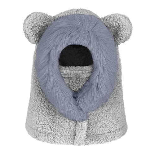 JFAN Kinder Wintermütze Warm Plüsch Schalmütze Jungen Mädchen Kapuzenschal mit Fleecefutter Winter Schal Halswärmer Panda Mütze von JFAN