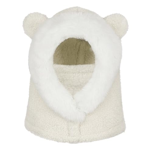 JFAN Kinder Wintermütze Warm Plüsch Schalmütze Jungen Mädchen Kapuzenschal mit Fleecefutter Winter Schal Halswärmer Panda Mütze von JFAN