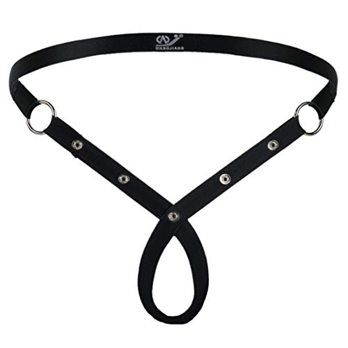 JFAN Männer Tanga Herren-O-Ring-Hohlslips Einstellbar String Tanga Unterwäsche Schwarz von JFAN