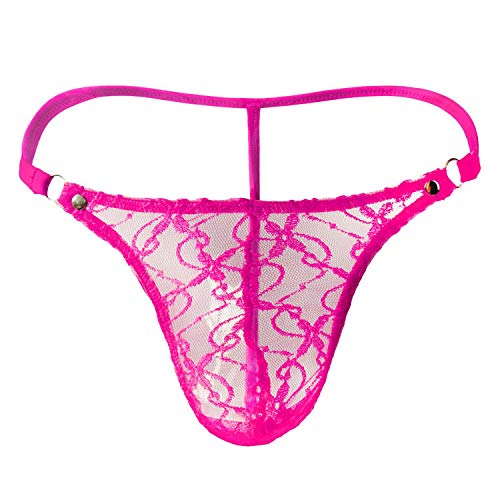 JFAN Männer Tanga Slips Herrentanga aus Spitze mit Blumendruck Mini-String Unterwäsche Rose von JFAN