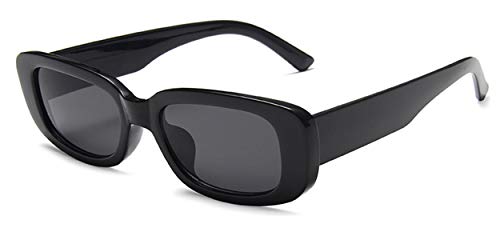 JFAN Retro Sonnenbrille Herren Damen mit UV Schutz Sunglasses Mode Rechteckige Vintage Sonnenbrille Schwarz von JFAN