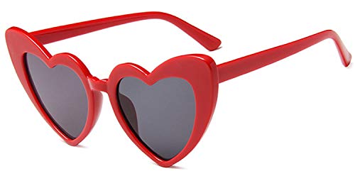 JFAN Party Brille Herz Sonnenbrille Retro Sonnenbrille Herzform FüR Damen Partei Sonnenbrille Vintage Mode üBergro?E Klassische Glasses Erwachsener rot von JFAN