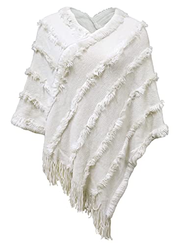 JFAN Poncho Damen Leichtes Cape mit Kuscheligem V-Ausschnitt Gestrickter Schal Herbst/Winter von JFAN