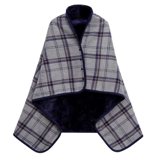 JFAN Poncho Damen Tragbare Fleecedecke mit Knöpfen Flauschige Mantel Cape Warme Sapes für den Winter Dunkelgrau von JFAN
