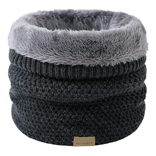 JFAN Schal kreuzgestrickter weich gefütterter doppellagiger warmer winddichter Winterschal(dunkelgrau,Einheitsgröße) von JFAN
