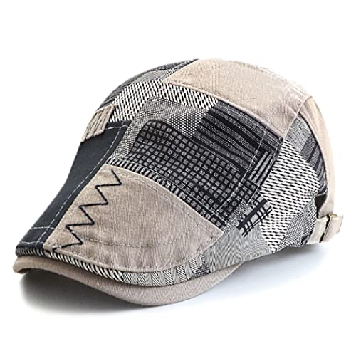 JFAN SchiebermüTze Herren Baumwolle SchirmmüTze Herren Einstellbar Newsboy Cap Flatcap Barett Herren,Grau Einheitsgröße von JFAN