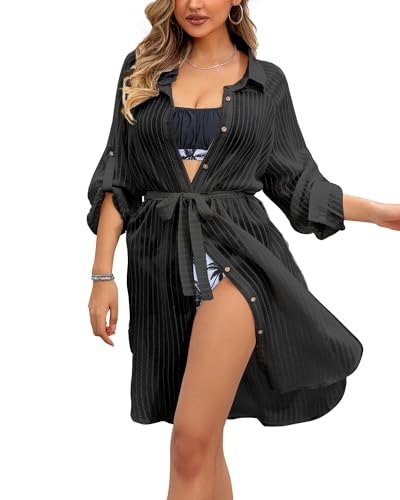 JFAN Strandkleider Für Damen Bikini Cover Up Mit V-Ausschnitt Sommer Bluse Mit Einstellbare　Strand Shirt Pareos Für Damen von JFAN