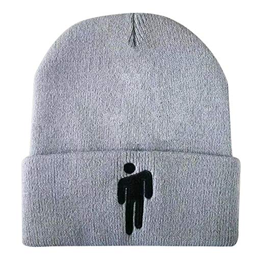 JFAN Strickmütze Damen Unisex Warm Winter Einfarbig Fleece Gefüttert Hip-Hop Ski Skull Cap Geschenke für Freunde Kappe Grau One Size von JFAN