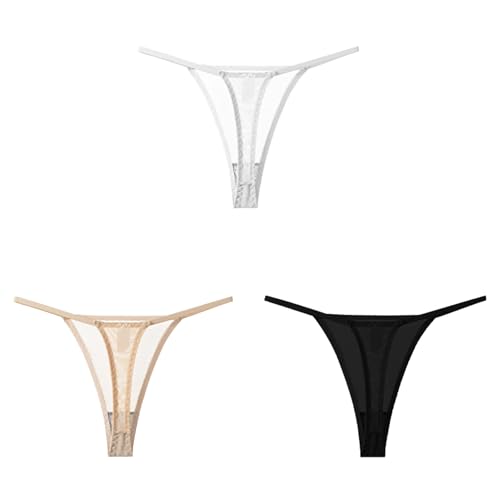 JFAN String Damen Tanga Unterhosen Damen Nahtlos Dessous Elastische Unterwäsche, Beige+Schwarz+Weiß XL von JFAN
