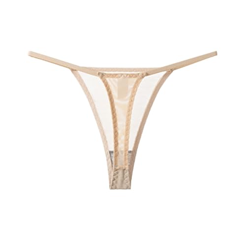 JFAN String Damen Tanga Unterhosen Damen Nahtlos Dessous Elastische Unterwäsche, Beige L von JFAN