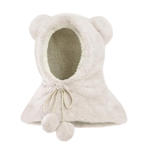 JFAN Unisex Kinder Wintermütze Mädchen Warm Niedlich Schalmütze Schädeldecke Beanie Schlupfmütze mit Fleecefutter für Kinder Jungen Mädchen,Beige von JFAN