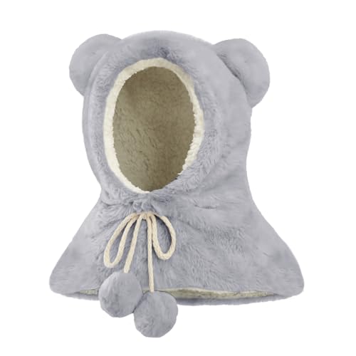 JFAN Unisex Kinder Wintermütze Mädchen Warm Niedlich Schalmütze Schädeldecke Beanie Schlupfmütze mit Fleecefutter für Kinder Jungen Mädchen,Grau von JFAN