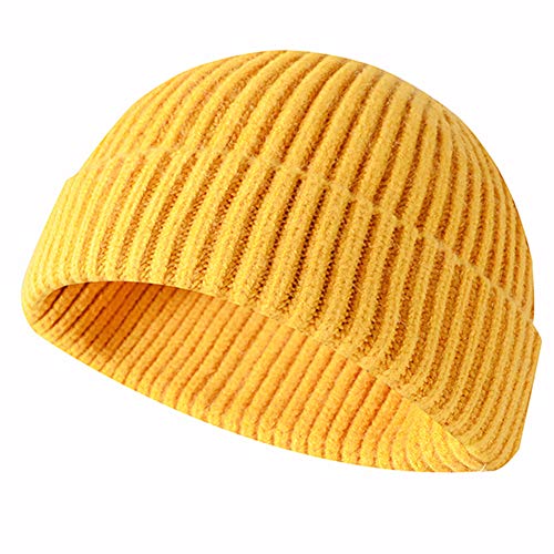 JFAN Unisex Retro Trawler Winter Beanie Hat Baseballkappe Streetstyle Trawler Beanie Watch Hut Rollup Edge Schädeldecke,Gelb von JFAN