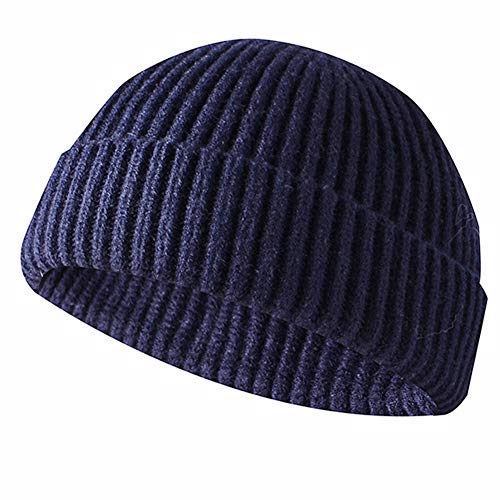 JFAN Unisex Retro Trawler Winter Beanie Hat Baseballkappe Streetstyle Trawler Beanie Watch Hut Rollup Edge Schädeldecke,Navy Blau von JFAN