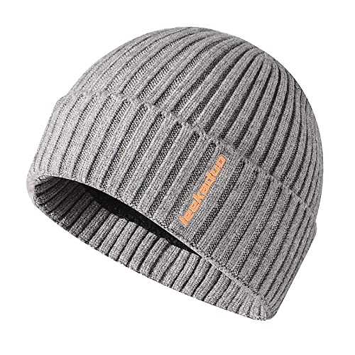 JFAN Wintermütze Herren Strick mit Fleecefutter Wollmütze Rollmütze Warm Beanie Mütze für Herren Damen,Grau Einheitsgröße von JFAN