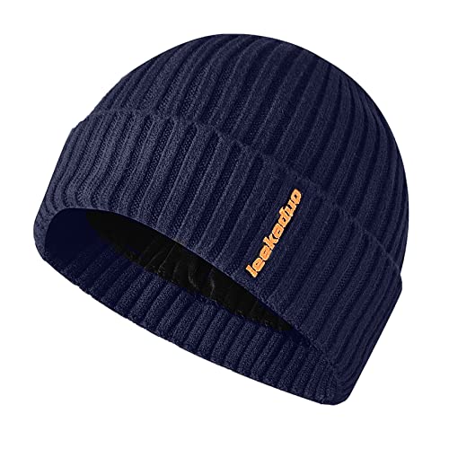 JFAN Wintermütze Herren Strick mit Fleecefutter Wollmütze Rollmütze Warm Beanie Mütze für Herren Damen,Navy Einheitsgröße von JFAN