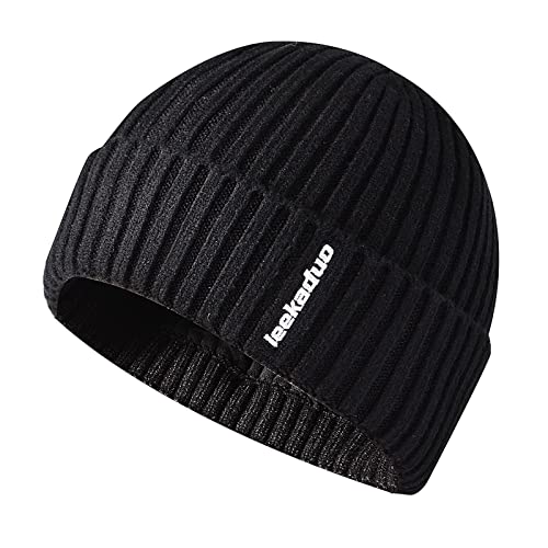 JFAN Wintermütze Herren Strick mit Fleecefutter Wollmütze Rollmütze Warm Beanie Mütze für Herren Damen,Schwarz Einheitsgröße von JFAN