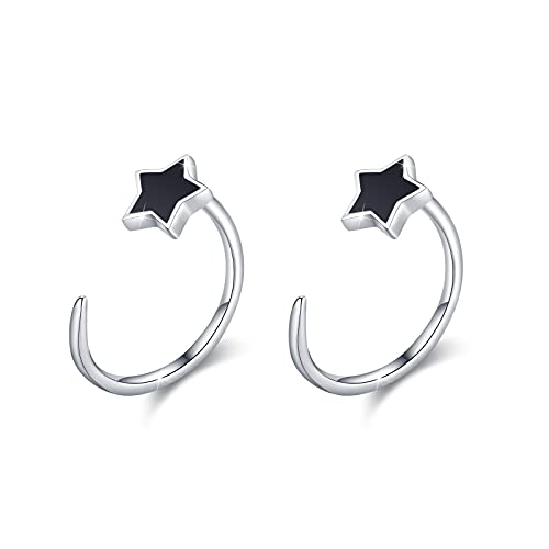 Creolen Kinder 925 Sterling Silber Stern Ohrringe Halb Creolen Ohrringe Klein Kreolen Huggie Hoops Halb Knorpel Ohrringe Hängend Muttertags Geschenke für Damen Mädchen von JFASHOP