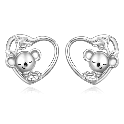 Koala Ohrringe Damen 925 Sterling Silber Koala Creolen Ohrringe Huggie Kleine Kreolen Ohrringes Tier Schmuck Muttertags Geschenk für Frauen Mädchen Kinder von JFASHOP