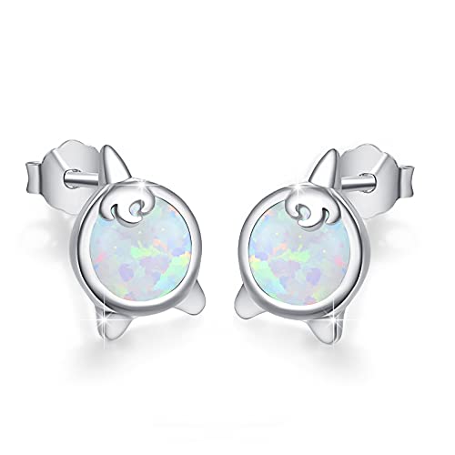 Einhorn Ohrringe Mädchen,Opal Ohrringe, 925 Sterling Silber Einhorn Ohrstecker Niedliche Tier Ohrringe Opal Schmuck Geschenke Weihnachts Hypoallergen für Damen Kinder Tochter von JFASHOP