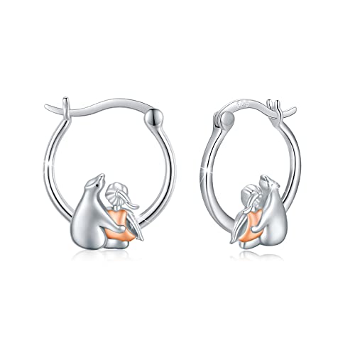 Eisbär Ohrringe Mädchen Tier Creolen Ohrringe 925 Silber Hypoallergen Eisbär Ohrstecker Kleine Ohrringes Schmuck Geschenke für Kinder Damen von JFASHOP