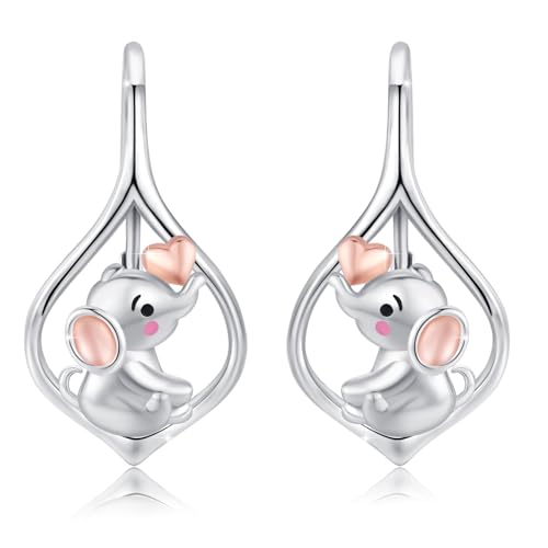 Elefant Ohrringe 925 Sterling Silber Kleine Elefanten Ohrstecker Tier Schmuck Geschenke für Frauen Mädchen von JFASHOP