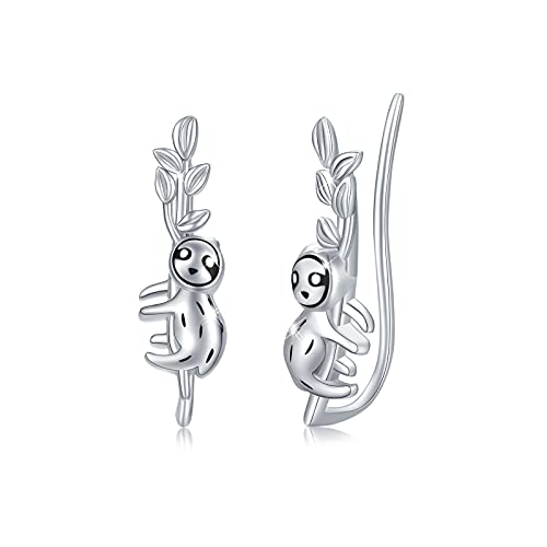 Faultier Ohrringe Mädchen 925 Sterling Silber Faultier Ohrklemme Tier Ohrclip Climber Hypoallergen Ear Cuffs Faultier Schmuck Valentinstag Geschenke für Damen Frauen Mutter Tochter von JFASHOP