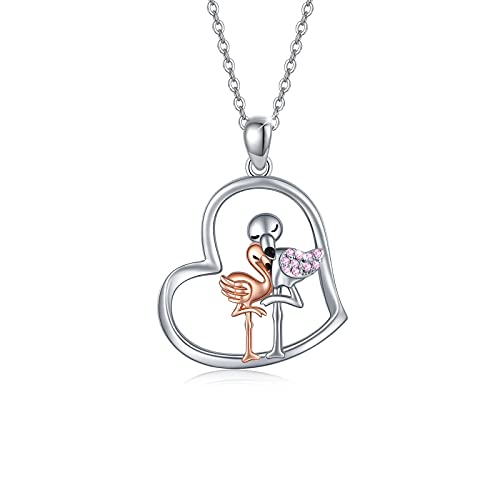 JFASHOP Flamingo Kette Damen 925 Sterling Silver Flamingo Anhänger für Frauen Flammenvogel Halskette Flamingo Muttertags Geburtstag Tier Schmuck für Mädchen Kinder Tochter von JFASHOP