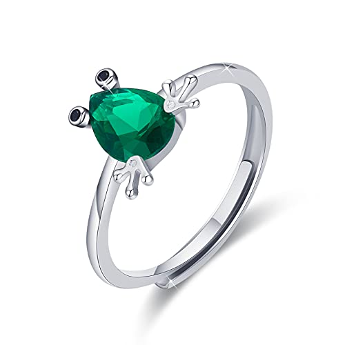 Frosch Ring für Damen,925 Sterling Silber Frosch Offene Verstellbarer Ringe Süßer Tier Schmuck Hypoallergene Fingerring Valentinstag Geschenke Valentinstag für Frauen Herren Mädchen von JFASHOP