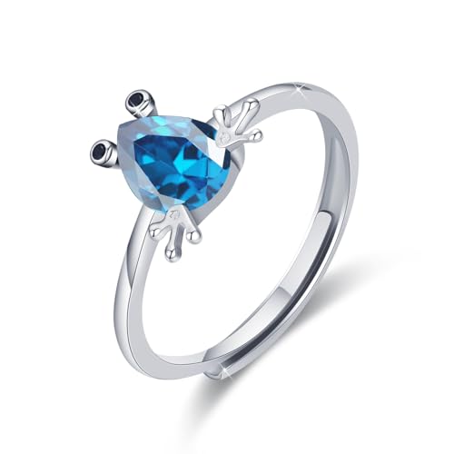 Frosch Ring für Damen,925 Sterling Silber Frosch Offene Verstellbarer Ringe Süßer Tier Schmuck Hypoallergene Fingerring Valentinstag Geschenke Valentinstag für Frauen Herren Mädchen von JFASHOP