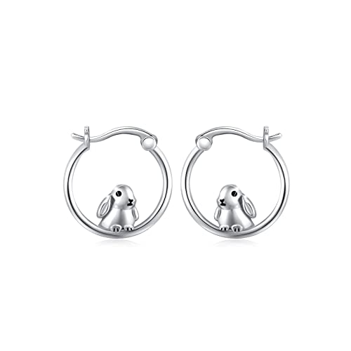 Hasen Ohrringe Creolen Damen Silber 925 Hase Ohrringe Tier Bunny Ohrringe Kreolen Hasen Schmuck Muttertags Geschenke Ostern für Mädchen Kinder Tochter von JFASHOP