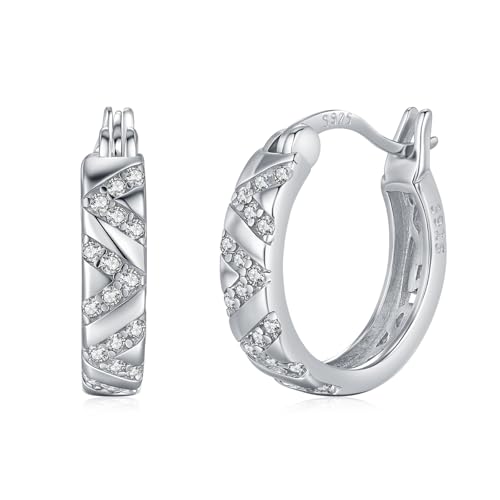 JFASHOP Damen Creolen Ohrringe 925 Sterling Silber Huggie Hoop Ohrringe Kleine Creolen Kreis Ohrringes für Damen Frauen von JFASHOP
