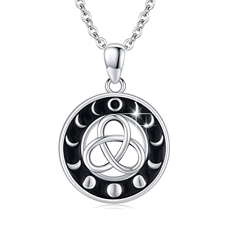 JFASHOP Keltische Knoten Kette 925 Sterling Silber Mondphasen Anhänger Halskette Keltische Mondphasen Wikinger Kette Keltischer Schmuck Geschenke für Damen Herren Mädchen Kinder von JFASHOP