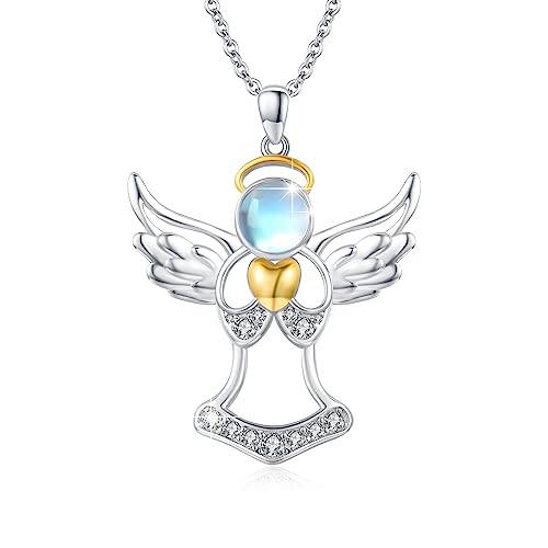 JFASHOP Schutzengel Kette 925 Silber Engel Anhänger Halskette Mädchen Geburtstag Geschenke Für Frauen Mädchen Kinder (#3) von JFASHOP