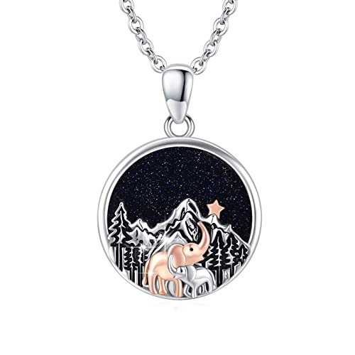 JFASHOP Mutterkind Kette S925 Sterling Silber Mom Tochter Halskette Elefant Mutter Kinder Halskette Schmuck Geschenke für Mutter Frauen Mädchen von JFASHOP
