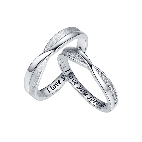 Paar Ringe Set 925 Sterling Silber Verlobungsringe Paar Verstellbare Offene Ring für Verlobungsringe Paar Fingerring Matching Rings Jubiläum Valentinstag für Damen Herren (Einfachheit) von JFASHOP