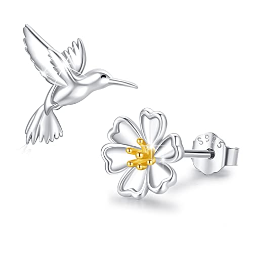 Kolibri Ohrringe für Frauen Sterling Silber Vogel Daisy Blume Dangle Drop Ohrringe Schmuck Geschenke (Ohrstecker) von JFASHOP