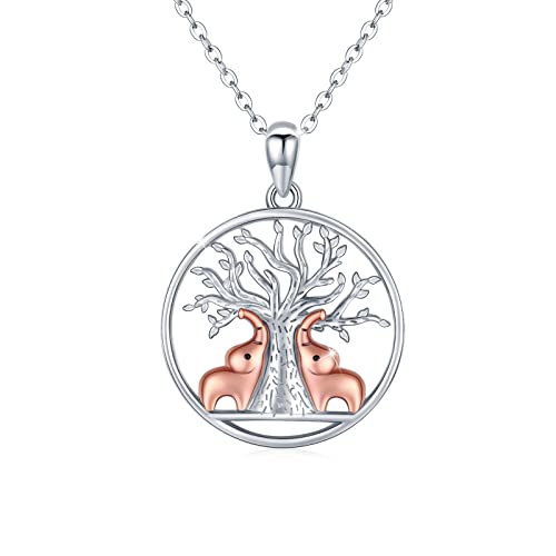 JFASHOP Lebensbaum Kette Elefant Damen 925 Sterling Silber Elefant Anhänger Baum des Lebens Halskette Tier Schmuck Geschenke Muttertag für Mutter Frauen Mädchen Kinder Tochter von JFASHOP