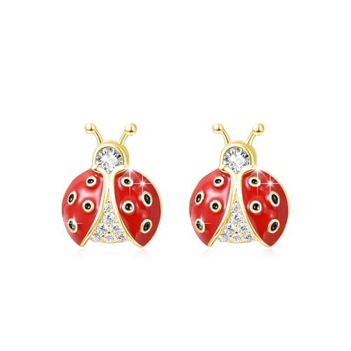 Marienkäfer Ohrringe für Damen Mädchen 925 Sterling Silber hypoallergen Marienkäfer Winzige Ohrstecker Winziger Roter Käfer Schwarzer Kopf Kleintier Marienkäfer Ohrringe für Damen Mädchen 925 Sterling Silber hypoallergen Marienkäfer Winzige Ohrstecker Winziger Roter Käfer Schwarzer Kopf Kleintier von JFASHOP