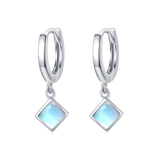 Mondstein Creolen Ohrringe Mädchen,925 Sterling Silber Regenbogen Klein Creolen für Damen Kreolen Schmuck Muttertags Geschenke Valentinstag für Frauen Kinder von JFASHOP