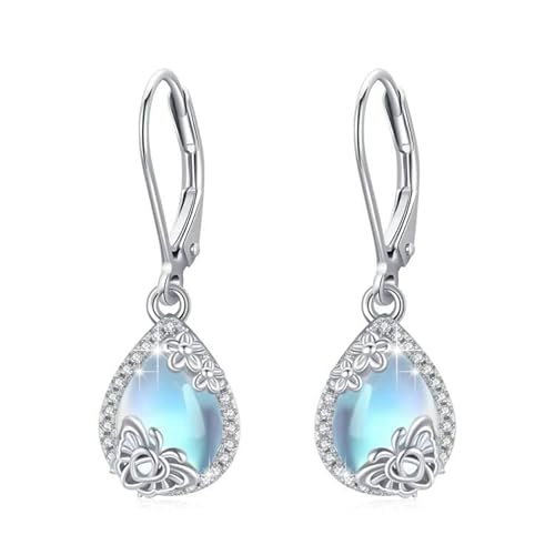 Mondstein Ohrringe 925 Sterling Silber Blume Ohrringe Schmetterlings ohrringe Filigrane Tropfen Ohrringe Mondstein Schmuck Geschenke Valentinstag für Frauen Mädchen Damen von JFASHOP