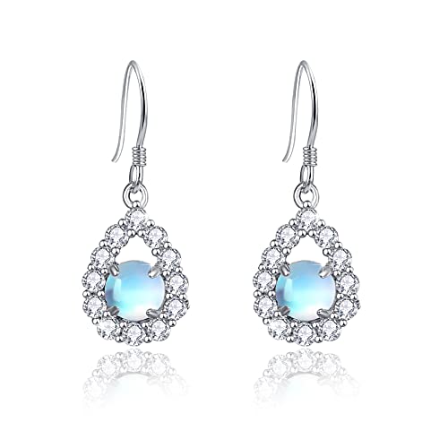 Opal Ohrringe Damen 925 Sterling Silber Mondstein Ohrhänger Tropfen Leverback Hypoallergene Regenbogen Hängend Türkis Muttertags Geschenk Valentinstag für Frauen Mädchen von JFASHOP