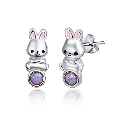 Hase Ohrringe für Damen 925 Sterling Silber Opal Hasen Ohrringe Ohrstecker Tier Ohrringe Schmuck für Frauen Mädchen Kinder von JFASHOP