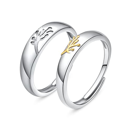 Paar Ringe Set 925 Sterling Silber Verlobungsringe Paar Verstellbare Offene Ring für Verlobungsringe Paar Fingerring Matching Rings Jubiläum Valentinstag für Damen Herren (Liebe) von JFASHOP