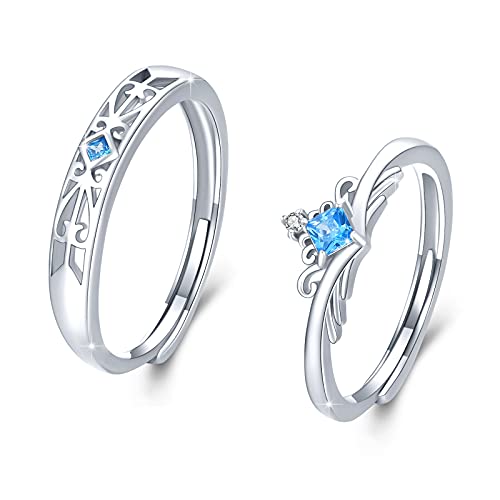 Paar Ringe Set 925 Sterling Silber Verlobungsringe Paar Verstellbare Offene Ring für Verlobungsringe Paar Fingerring Matching Rings Jubiläum Valentinstag für Damen Herren Muttertag von JFASHOP