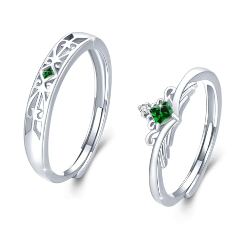 Paar Ringe Set 925 Sterling Silber Verlobungsringe Paar Verstellbare Offene Ring für Verlobungsringe Paar Fingerring Matching Rings Jubiläum Valentinstag für Damen Herren von JFASHOP