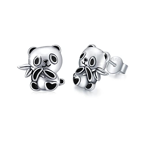 Panda Ohrringe Mädchen 925 Sterling Silber Tier Ohrringe Süß Hypoallergen Panda Ohrstecker Damen Panda Schmuck Geschenke für Tochter Kinder Frauen von JFASHOP