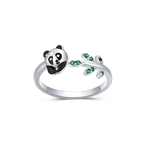 Panda Ringe 925 Sterling Silber Zirkonia Verstellbarer Ringe Für Damen Frauen Jugendliche Mädchen von JFASHOP
